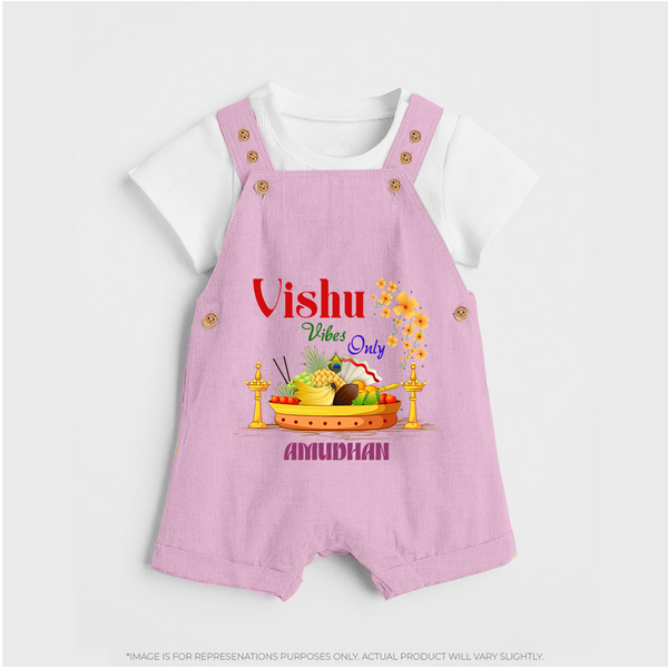 Vishu Vibes Only Baby DUNGAREE – Traditional Vishu Kani Theme - BABY PINK - 0 - 5 Months Old (Chest 18")