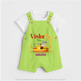 Vishu Vibes Only Baby DUNGAREE – Traditional Vishu Kani Theme - GREEN - 0 - 5 Months Old (Chest 18")