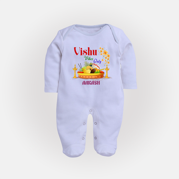 Vishu Vibes Only Baby FULL BODY SUIT – Traditional Vishu Kani Theme - BABY BLUE - New Born (Chest 7.5")