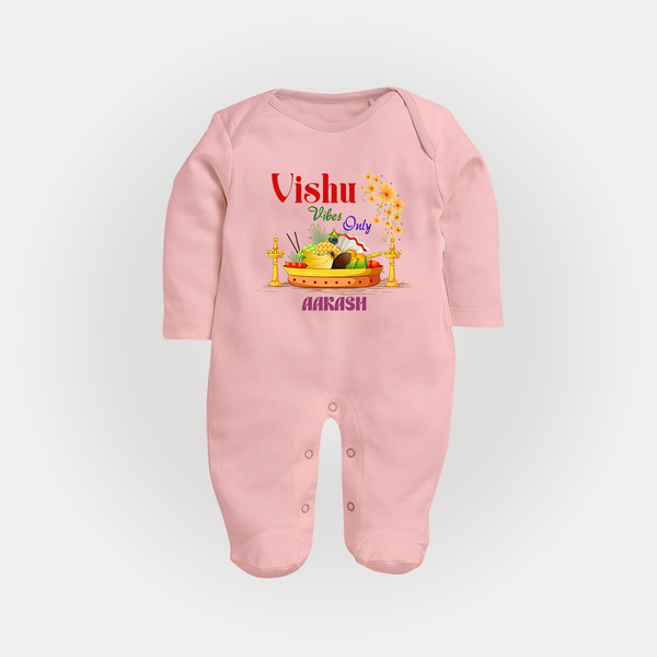 Vishu Vibes Only Baby FULL BODY SUIT – Traditional Vishu Kani Theme - BABY PINK - New Born (Chest 7.5")