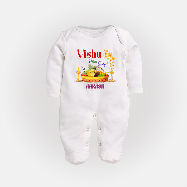 Vishu Vibes Only Baby FULL BODY SUIT – Traditional Vishu Kani Theme - WHITE - New Born (Chest 7.5")