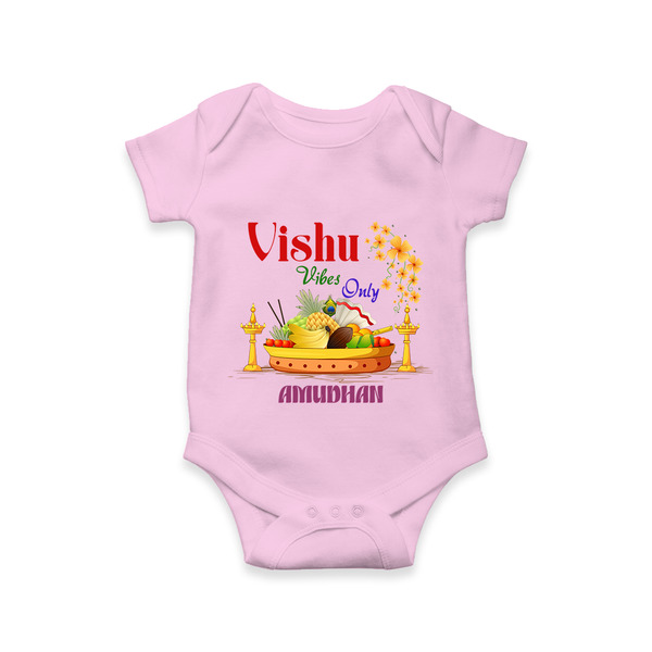 Vishu Vibes Only Baby Romper – Traditional Vishu Kani Theme - BABY PINK - New Born (Chest 14")