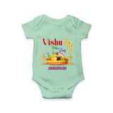 Vishu Vibes Only Baby Romper – Traditional Vishu Kani Theme - MINT GREEN - New Born (Chest 14")
