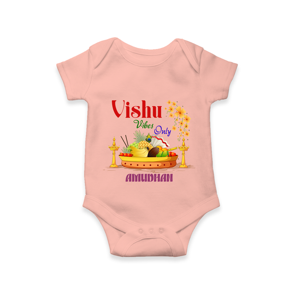 Vishu Vibes Only Baby Romper – Traditional Vishu Kani Theme - PEACH - New Born (Chest 14")