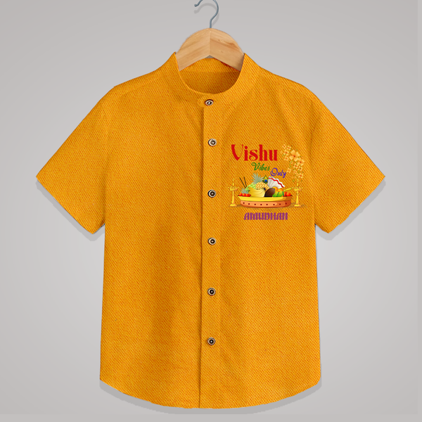 Vishu Vibes Only Baby SHIRT – Traditional Vishu Kani Theme - CHROME YELLOW - 0 - 6 Months Old (Chest 23")