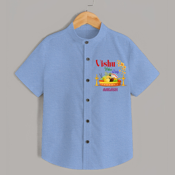 Vishu Vibes Only Baby SHIRT – Traditional Vishu Kani Theme - SKY BLUE - 0 - 6 Months Old (Chest 23")