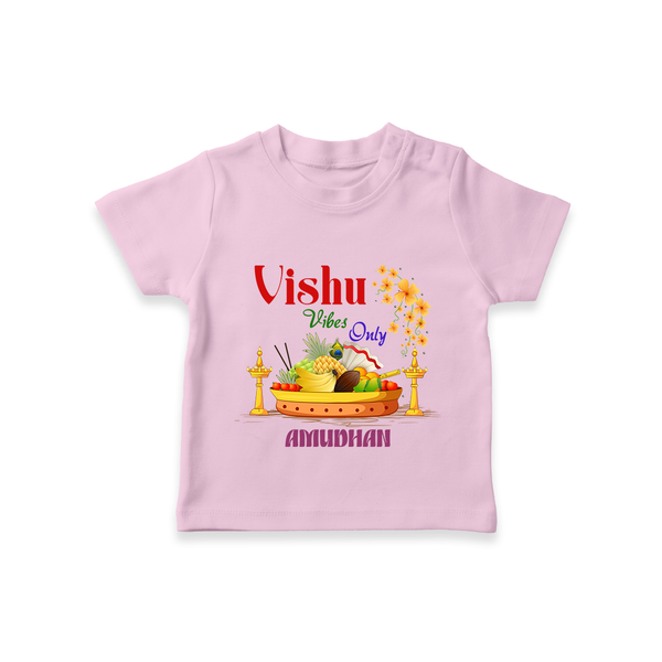 Vishu Vibes Only Baby T-Shirt – Traditional Vishu Kani Theme - BABY PINK - 0-5 Months Old (Chest 17")