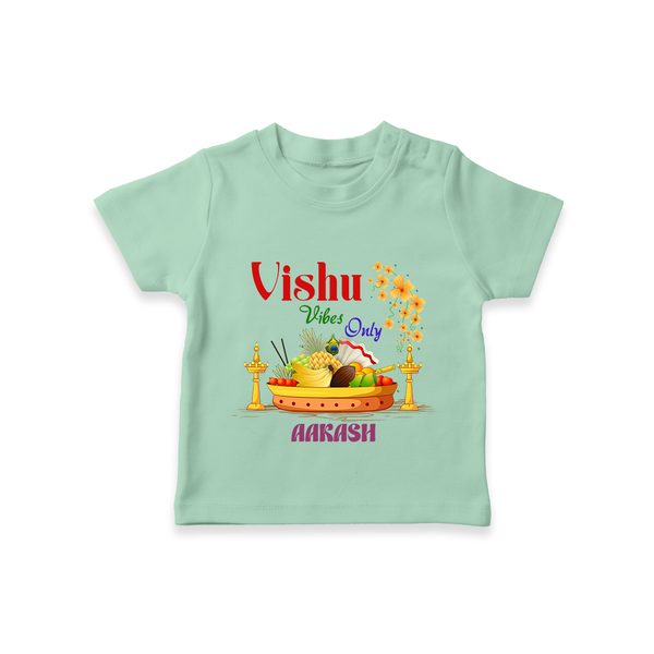Vishu Vibes Only Baby T-Shirt – Traditional Vishu Kani Theme - MINT GREEN - 0-5 Months Old (Chest 17")