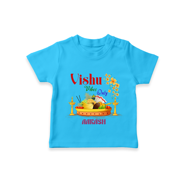Vishu Vibes Only Baby T-Shirt – Traditional Vishu Kani Theme - SKY BLUE - 0-5 Months Old (Chest 17")