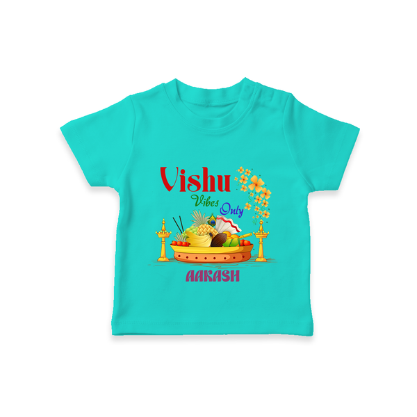 Vishu Vibes Only Baby T-Shirt – Traditional Vishu Kani Theme - TEAL - 0-5 Months Old (Chest 17")