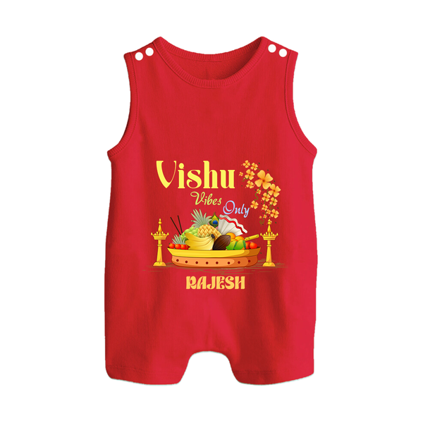 Vishu Vibes Only Baby BUTTON ROMPER – Traditional Vishu Kani Theme - RED - New Born (Chest 18")