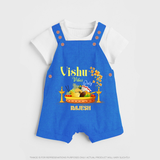 Vishu Vibes Only Baby DUNGAREE – Traditional Vishu Kani Theme - COBALT BLUE - 0 - 5 Months Old (Chest 18")