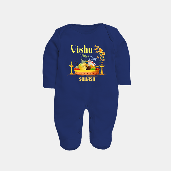 Vishu Vibes Only Baby FULL BODY SUIT – Traditional Vishu Kani Theme - NAVY BLUE - New Born (Chest 7.5")