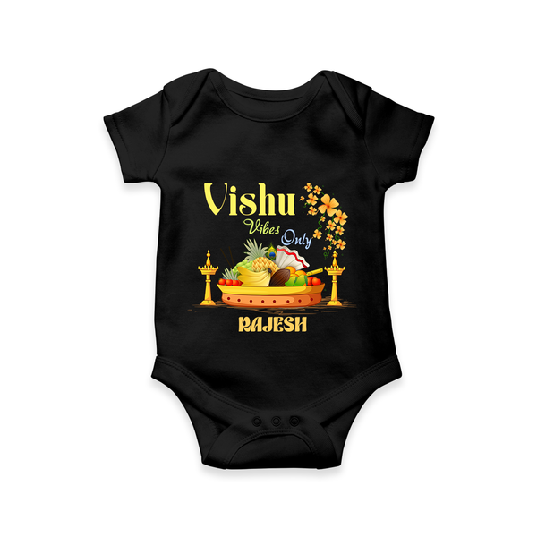 Vishu Vibes Only Baby Romper – Traditional Vishu Kani Theme - BLACK - New Born (Chest 14")
