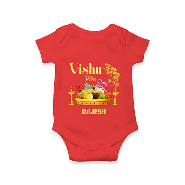 Vishu Vibes Only Baby Romper – Traditional Vishu Kani Theme - RED - New Born (Chest 14")