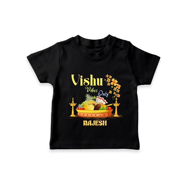 Vishu Vibes Only Baby T-Shirt – Traditional Vishu Kani Theme - BLACK - 0-5 Months Old (Chest 17")