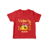 Vishu Vibes Only Baby T-Shirt – Traditional Vishu Kani Theme - RED - 0-5 Months Old (Chest 17")