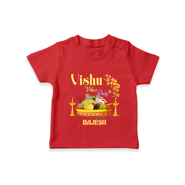 Vishu Vibes Only Baby T-Shirt – Traditional Vishu Kani Theme - RED - 0-5 Months Old (Chest 17")