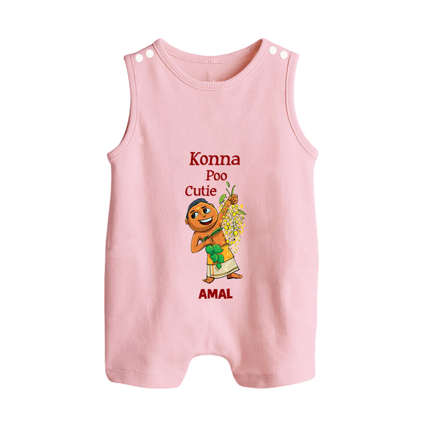 Konna Poo Cutie Baby BUTTON ROMPER – Vishu Flower Theme - BABY PINK - New Born (Chest 18")