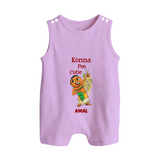 Konna Poo Cutie Baby BUTTON ROMPER – Vishu Flower Theme - LILAC - New Born (Chest 18")