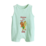 Konna Poo Cutie Baby BUTTON ROMPER – Vishu Flower Theme - MINT GREEN - New Born (Chest 18")