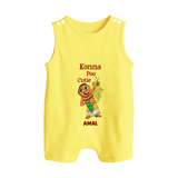 Konna Poo Cutie Baby BUTTON ROMPER – Vishu Flower Theme - PASTEL YELLOW - New Born (Chest 18")