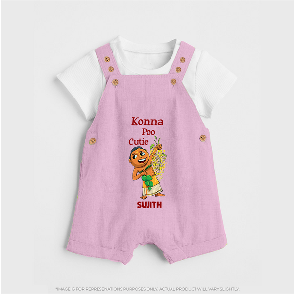 Konna Poo Cutie Baby DUNGAREE – Vishu Flower Theme - BABY PINK - 0 - 5 Months Old (Chest 18")