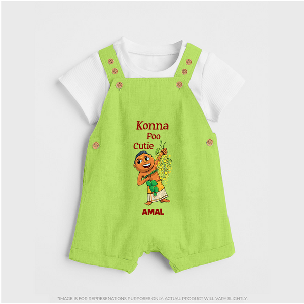Konna Poo Cutie Baby DUNGAREE – Vishu Flower Theme - GREEN - 0 - 5 Months Old (Chest 18")