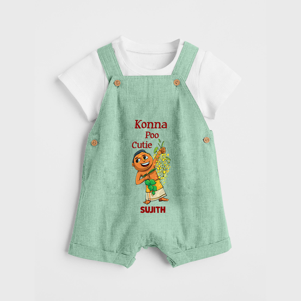 Konna Poo Cutie Baby DUNGAREE – Vishu Flower Theme - MINT GREEN - 0 - 5 Months Old (Chest 18")