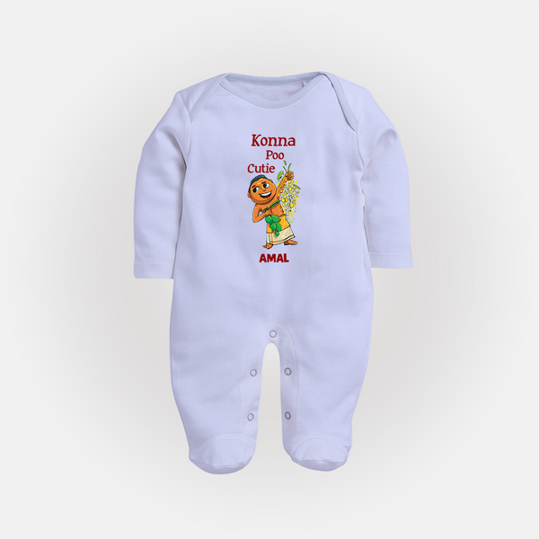 Konna Poo Cutie Baby FULL BODY SUIT – Vishu Flower Theme - BABY BLUE - New Born (Chest 7.5")