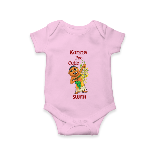 Konna Poo Cutie Baby Romper – Vishu Flower Theme - BABY PINK - New Born (Chest 14")