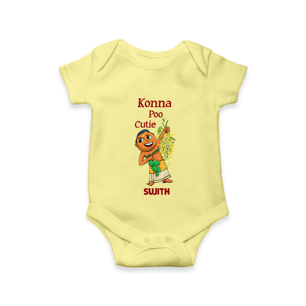 Konna Poo Cutie Baby Romper – Vishu Flower Theme - PASTEL YELLOW - New Born (Chest 14")