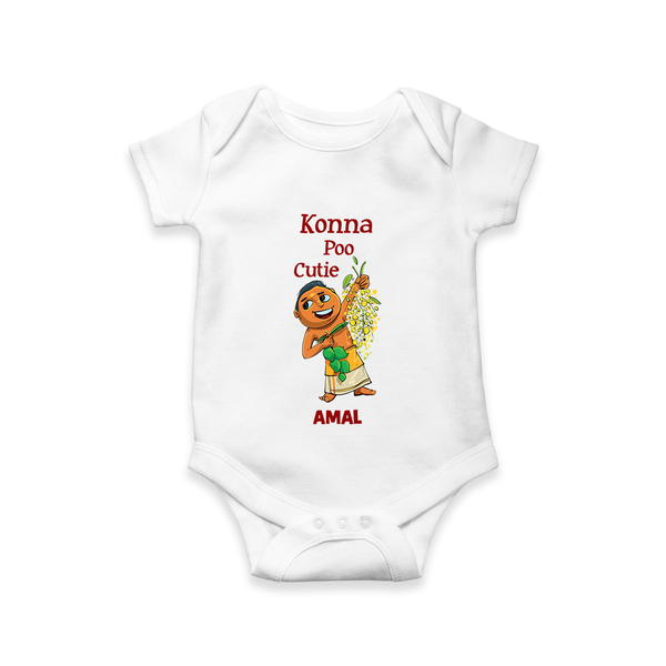 Konna Poo Cutie Baby Romper – Vishu Flower Theme - WHITE - New Born (Chest 14")
