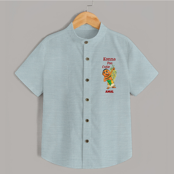Konna Poo Cutie Baby SHIRT – Vishu Flower Theme - ARCTIC BLUE - 0 - 6 Months Old (Chest 23")