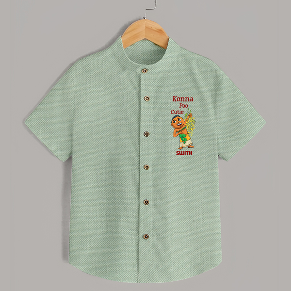 Konna Poo Cutie Baby SHIRT – Vishu Flower Theme - MINT GREEN - 0 - 6 Months Old (Chest 23")