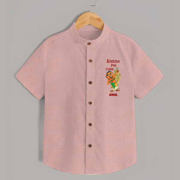 Konna Poo Cutie Baby SHIRT – Vishu Flower Theme - PEACH - 0 - 6 Months Old (Chest 23")