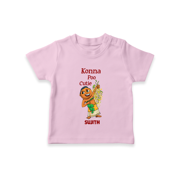 Konna Poo Cutie Baby T-Shirt – Vishu Flower Theme - BABY PINK - 0-5 Months Old (Chest 17")