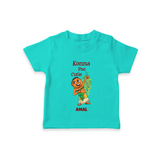 Konna Poo Cutie Baby T-Shirt – Vishu Flower Theme - TEAL - 0-5 Months Old (Chest 17")