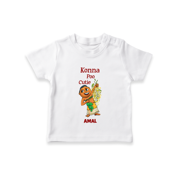 Konna Poo Cutie Baby T-Shirt – Vishu Flower Theme - WHITE - 0-5 Months Old (Chest 17")