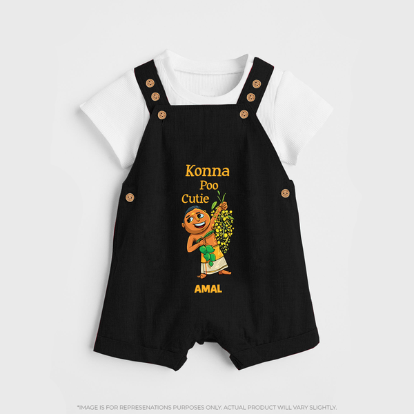 Konna Poo Cutie Baby DUNGAREE – Vishu Flower Theme - BLACK - 0 - 5 Months Old (Chest 18")