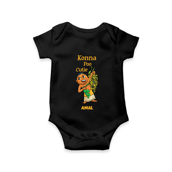 Konna Poo Cutie Baby Romper – Vishu Flower Theme - BLACK - New Born (Chest 14")
