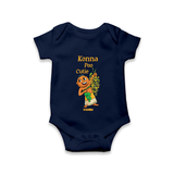 Konna Poo Cutie Baby Romper – Vishu Flower Theme - NAVY BLUE - New Born (Chest 14")