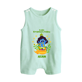 Kutty Krishna’s Vishu Baby BUTTON ROMPER – Baby Krishna Celebration Theme - MINT GREEN - New Born (Chest 18")