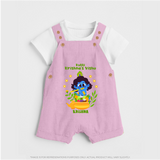 Kutty Krishna’s Vishu Baby DUNGAREE – Baby Krishna Celebration Theme - BABY PINK - 0 - 5 Months Old (Chest 18")
