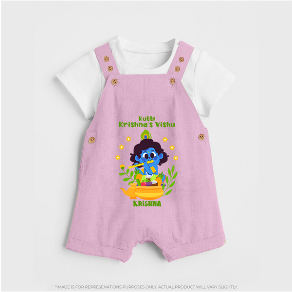 Kutty Krishna’s Vishu Baby DUNGAREE – Baby Krishna Celebration Theme - BABY PINK - 0 - 5 Months Old (Chest 18")