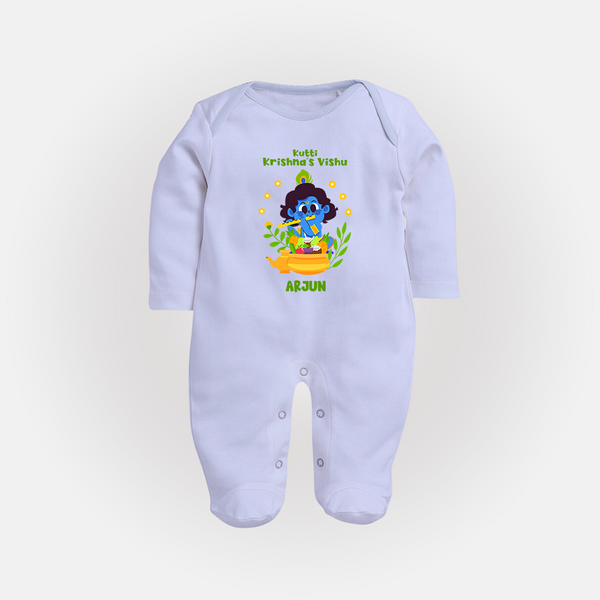Kutty Krishna’s Vishu Baby FULL BODY SUIT – Baby Krishna Celebration Theme - BABY BLUE - New Born (Chest 7.5")