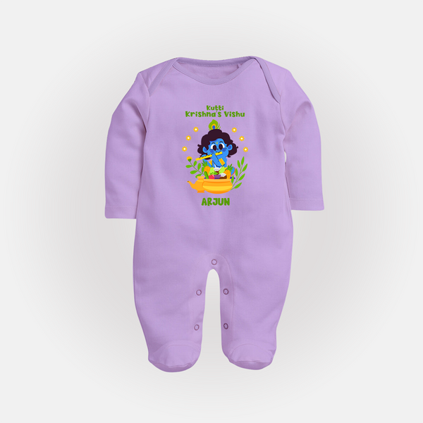 Kutty Krishna’s Vishu Baby FULL BODY SUIT – Baby Krishna Celebration Theme - LILAC - New Born (Chest 7.5")