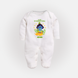 Kutty Krishna’s Vishu Baby FULL BODY SUIT – Baby Krishna Celebration Theme - WHITE - New Born (Chest 7.5")