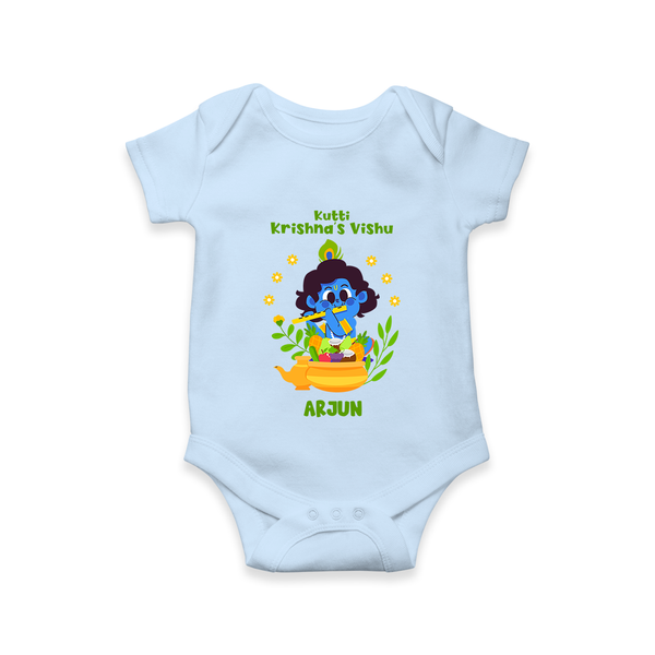 Kutty Krishna’s Vishu Baby Romper – Baby Krishna Celebration Theme - BABY BLUE - New Born (Chest 14")