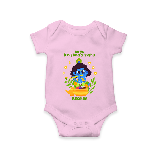 Kutty Krishna’s Vishu Baby Romper – Baby Krishna Celebration Theme - BABY PINK - New Born (Chest 14")